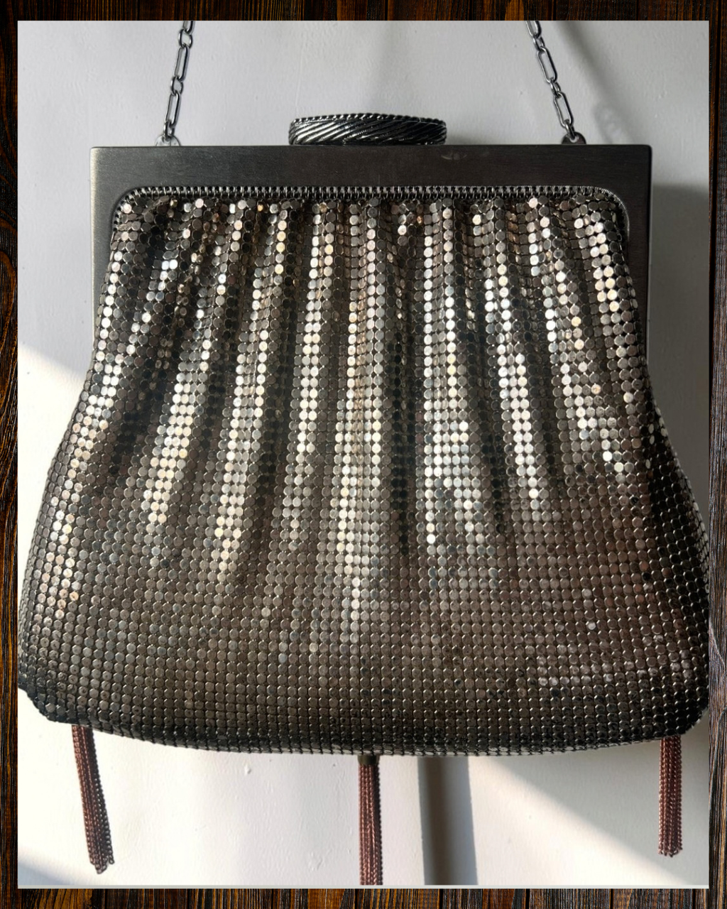 Silver Mesh Tasseled Bag