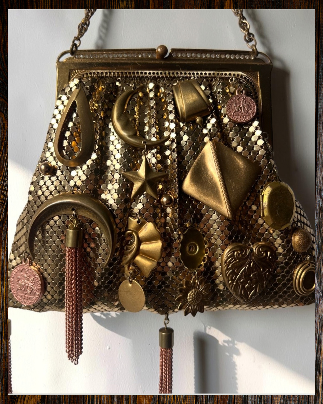 Gold Mesh Tasseled Bag