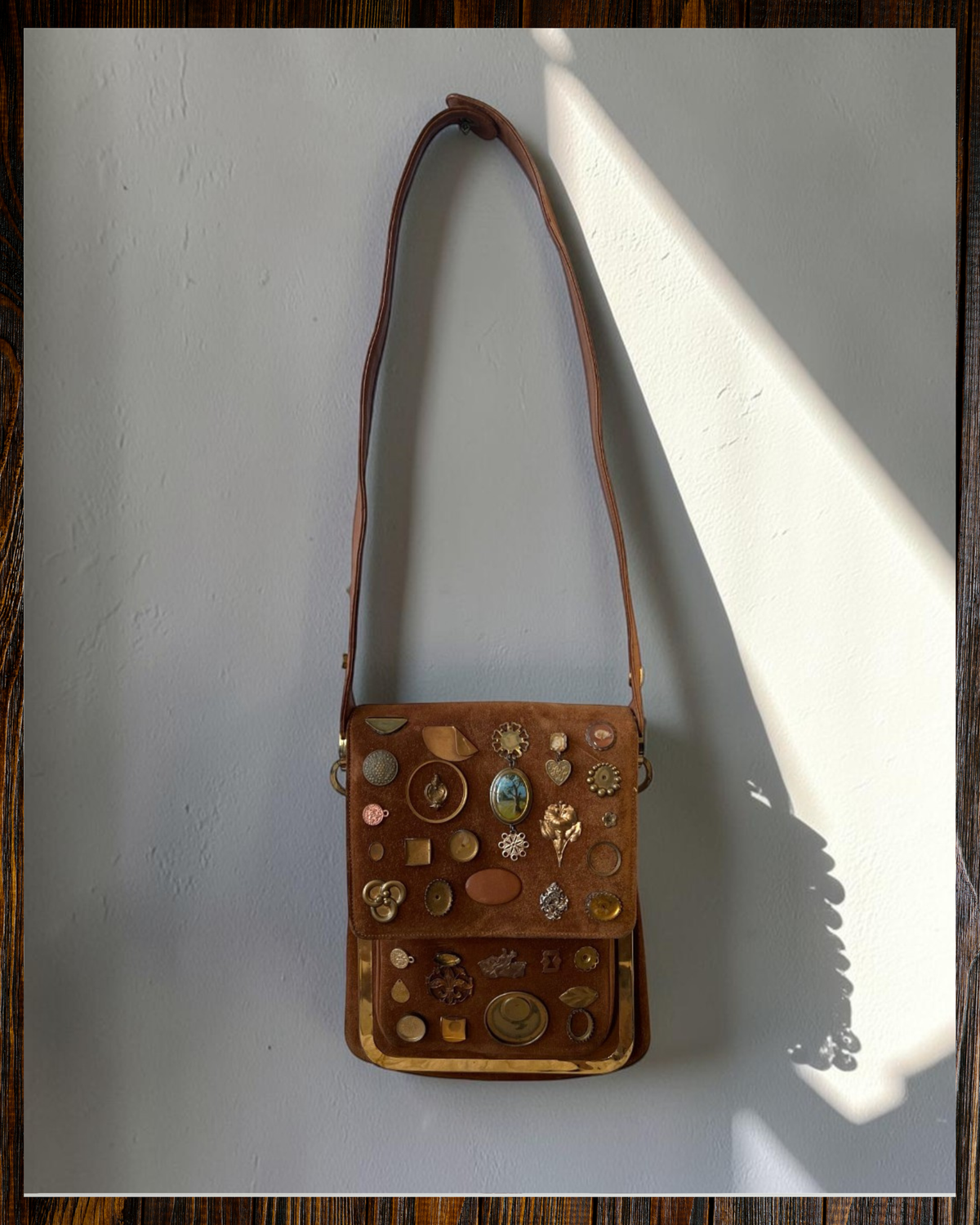 Brown Suede Gathered Bag