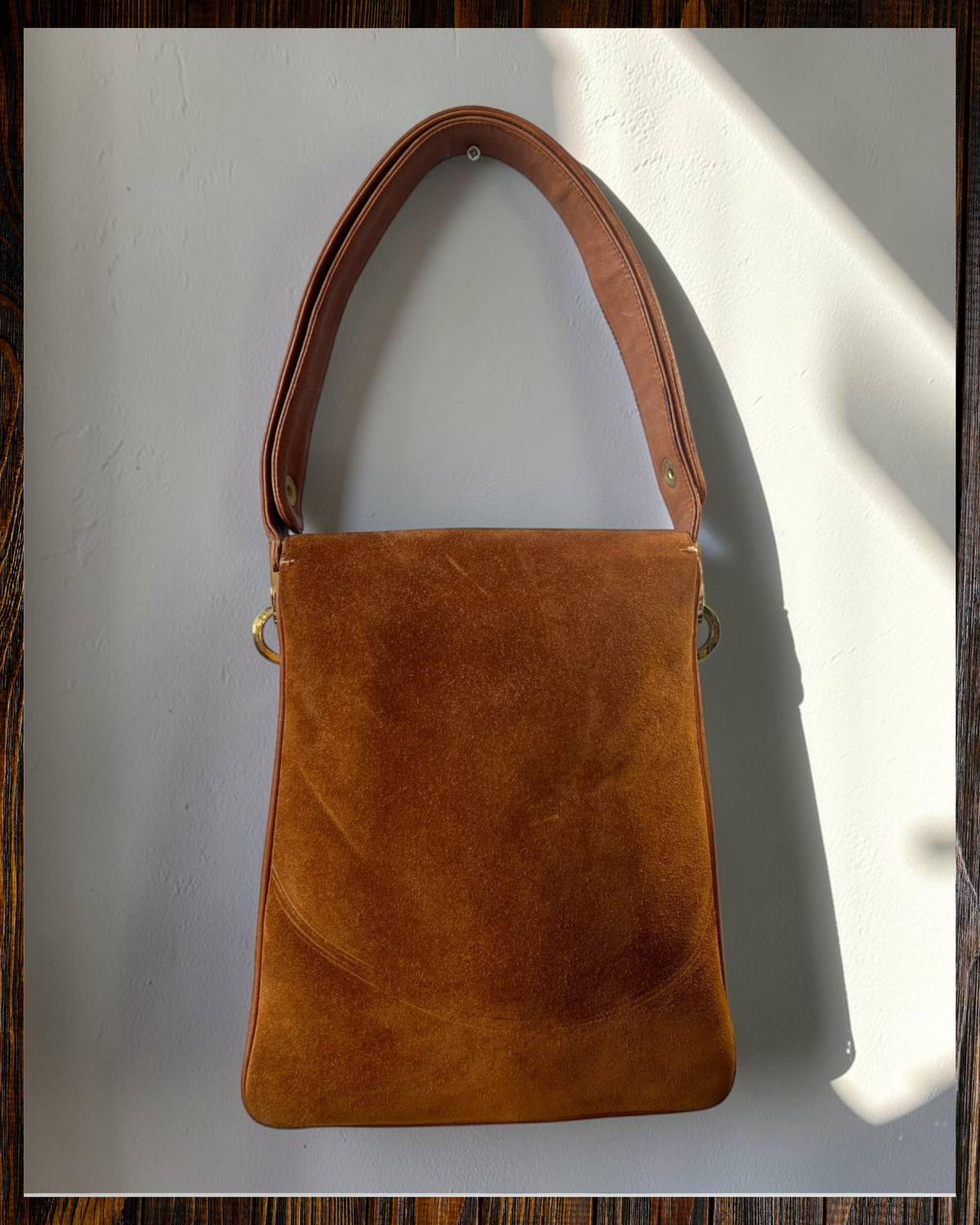 Brown Suede Gathered Bag