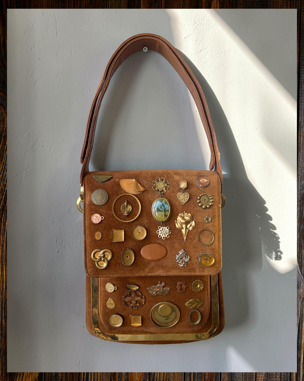 Brown Suede Gathered Bag
