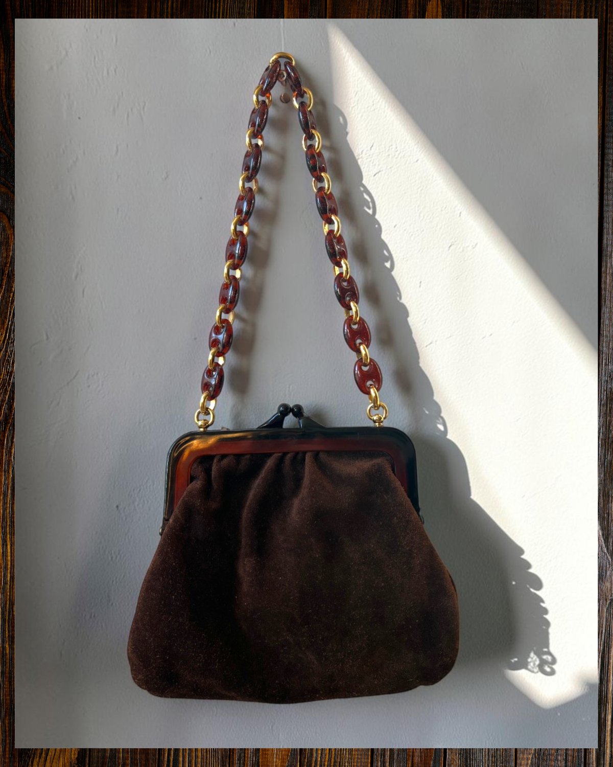 Brown Suede Gathered Bag