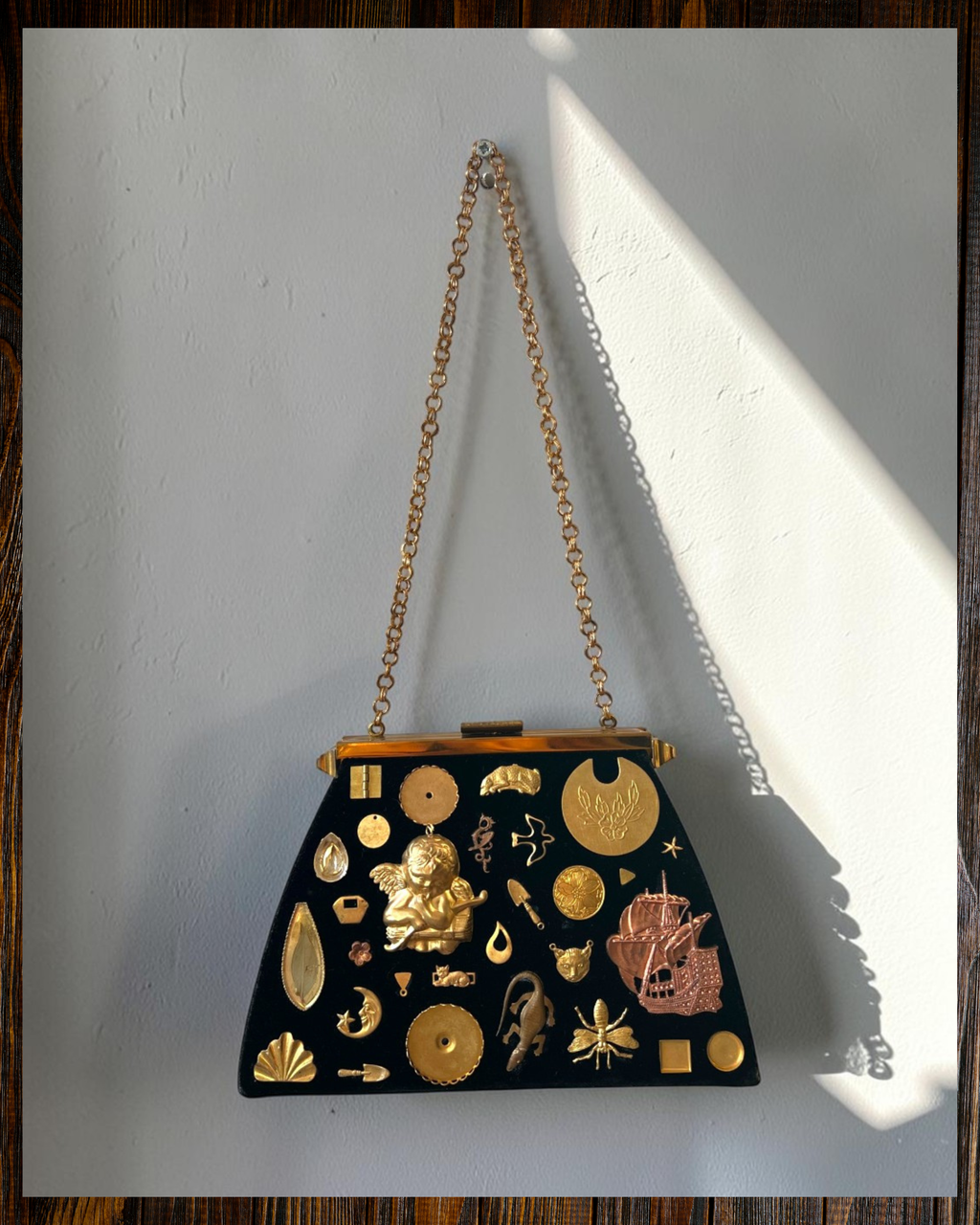 Black Velvet Gathered Bag