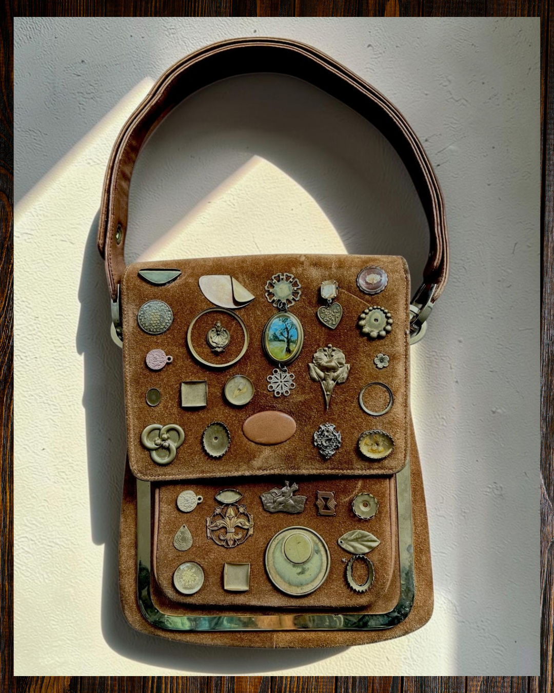 Brown Suede Gathered Bag
