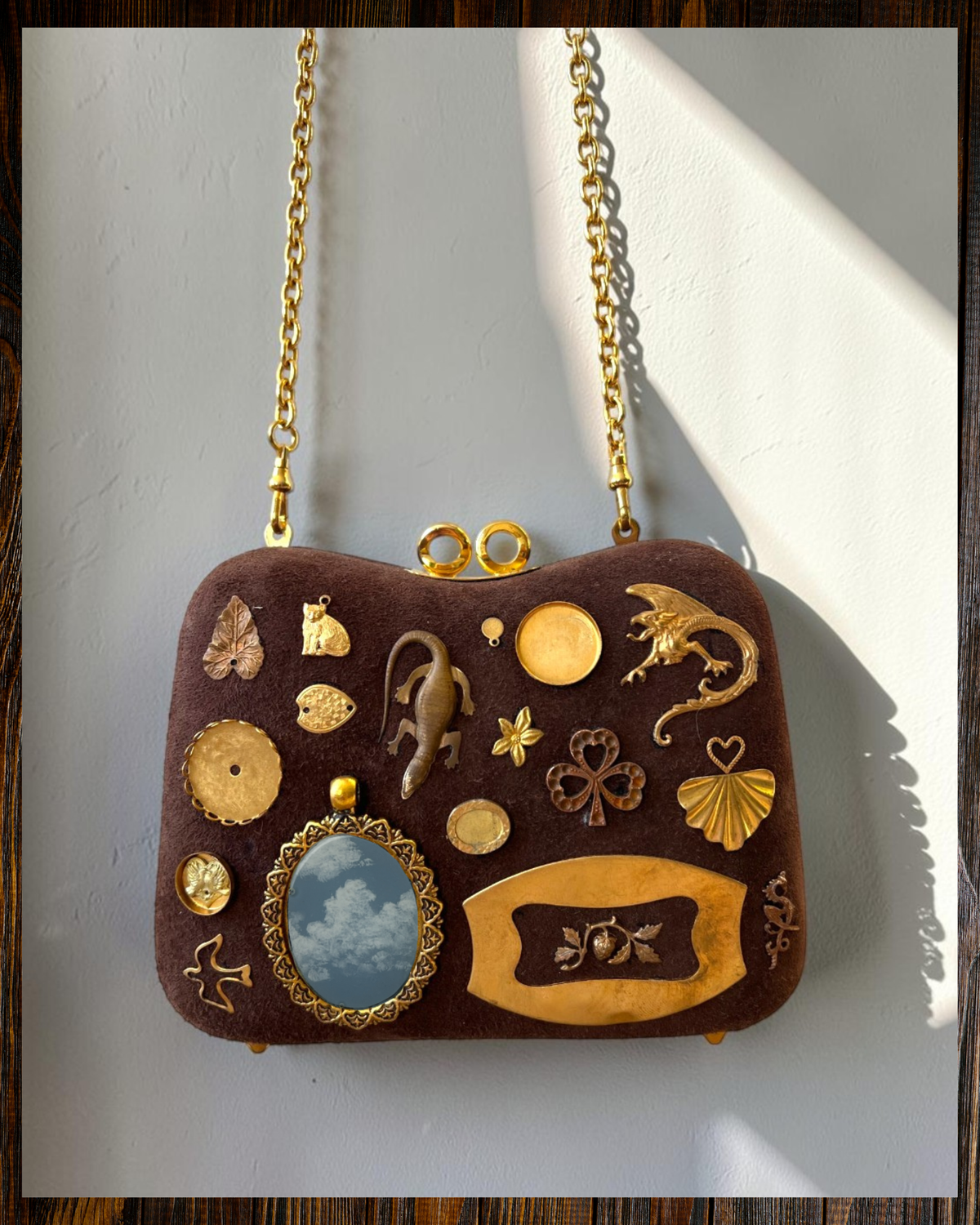 Brown Suede Mini Gathered Bag