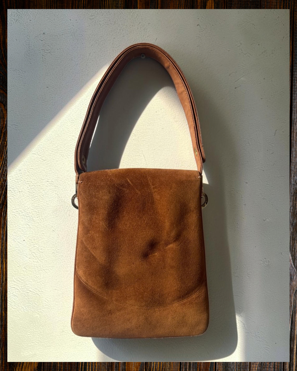 Brown Suede Gathered Bag
