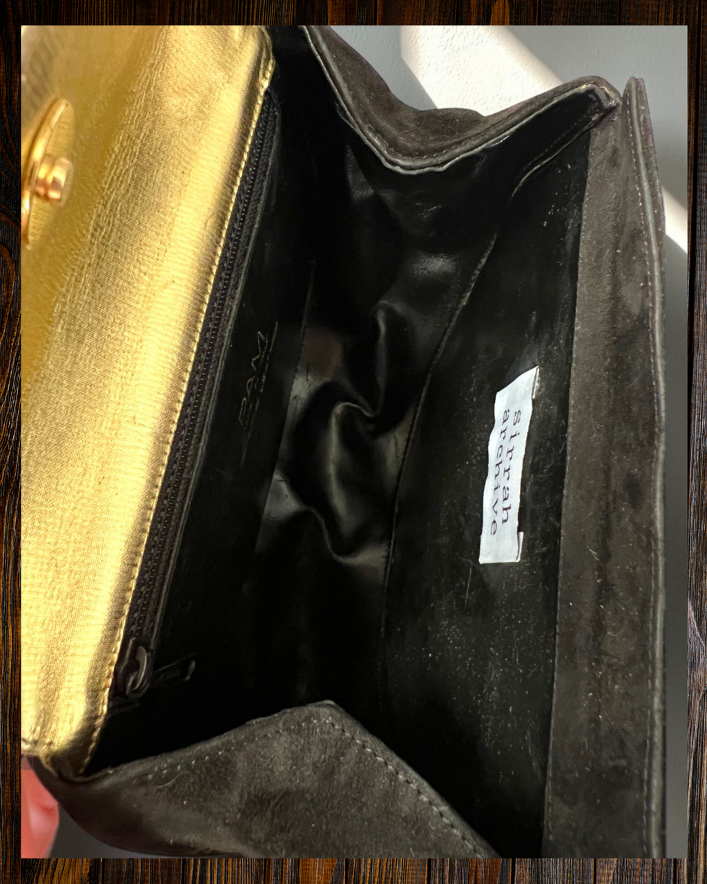 Black Suede Oval Gathered Bag