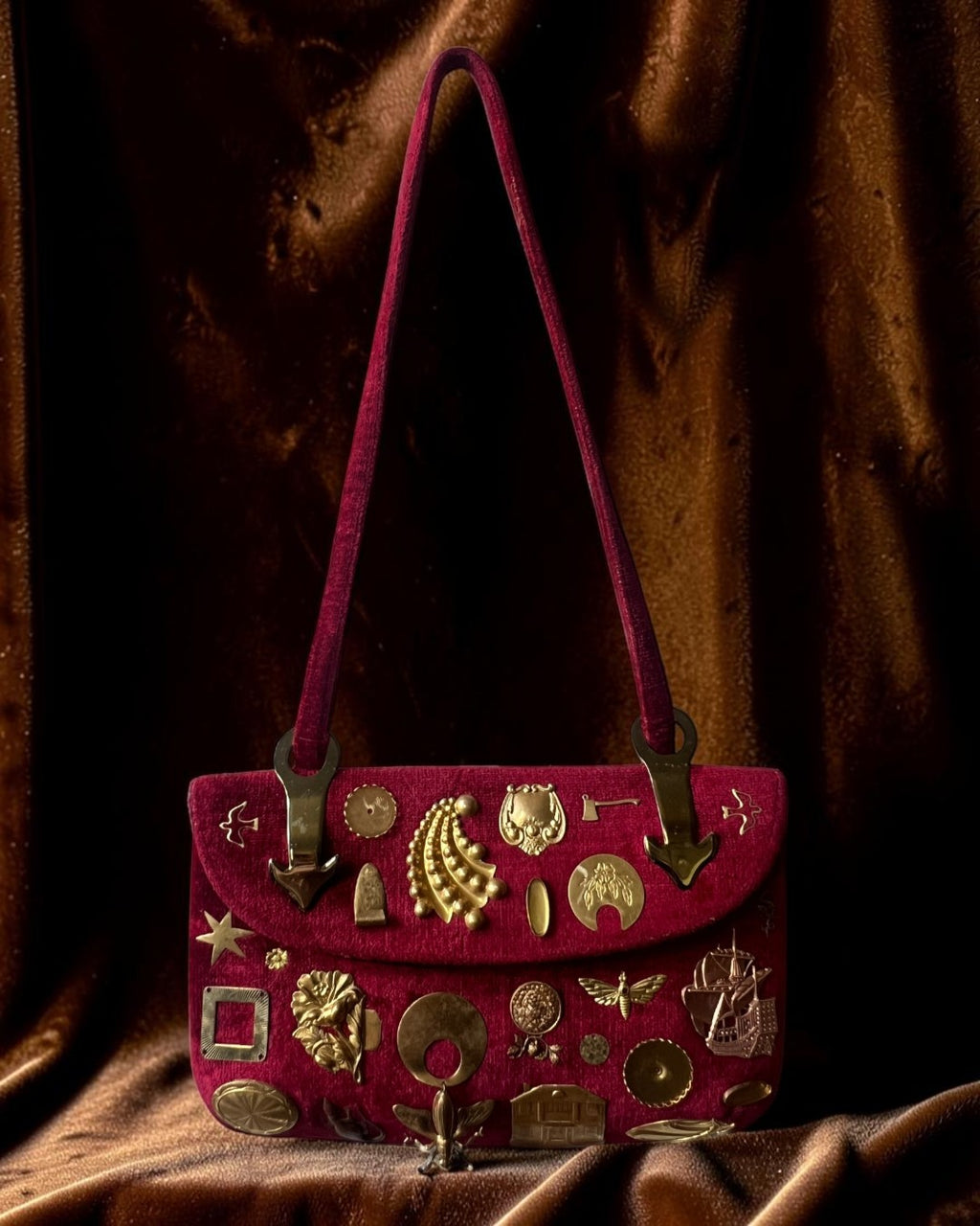 1960s Carpet Gathered Charm Bag