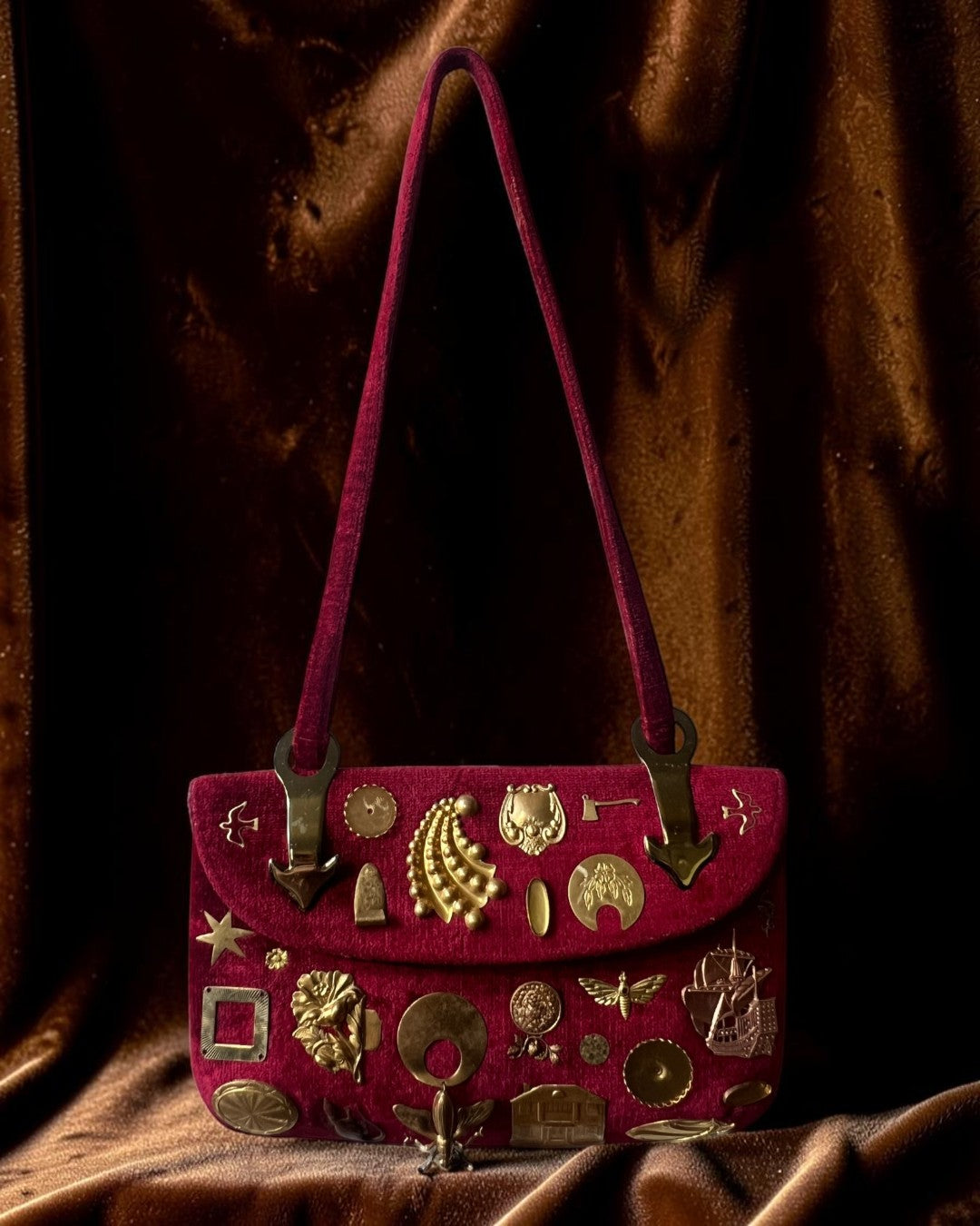1960s Carpet Gathered Charm Bag