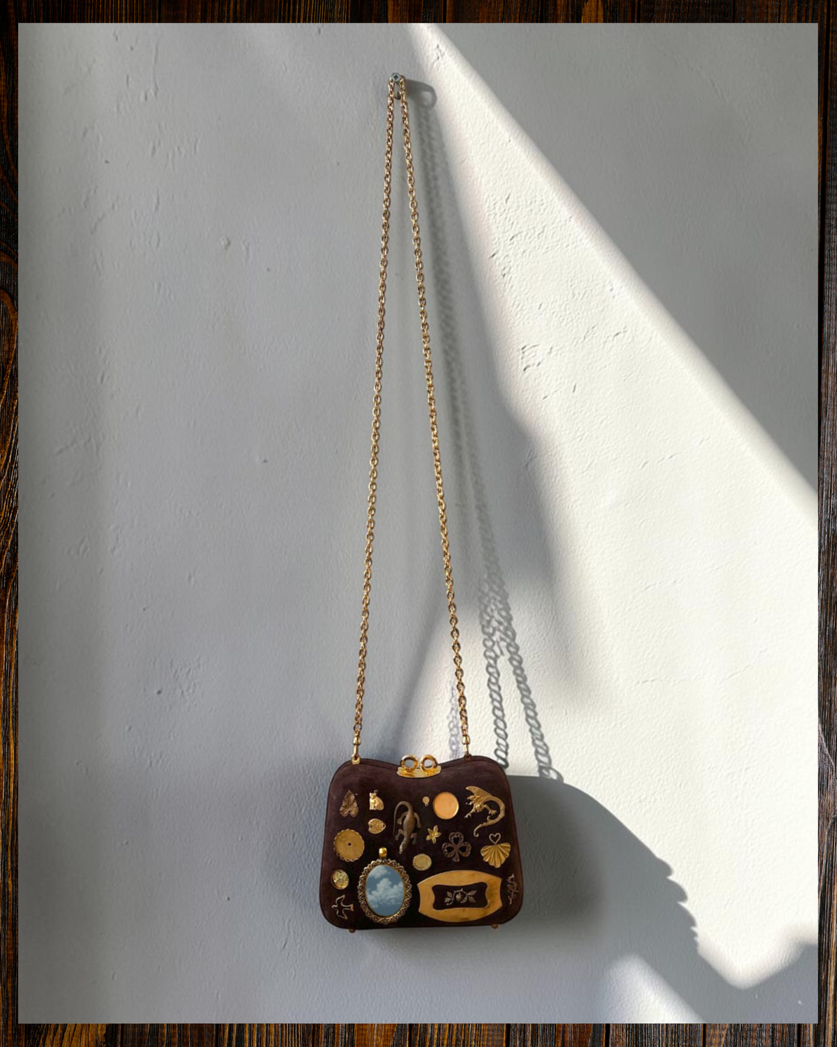 Brown Suede Mini Gathered Bag