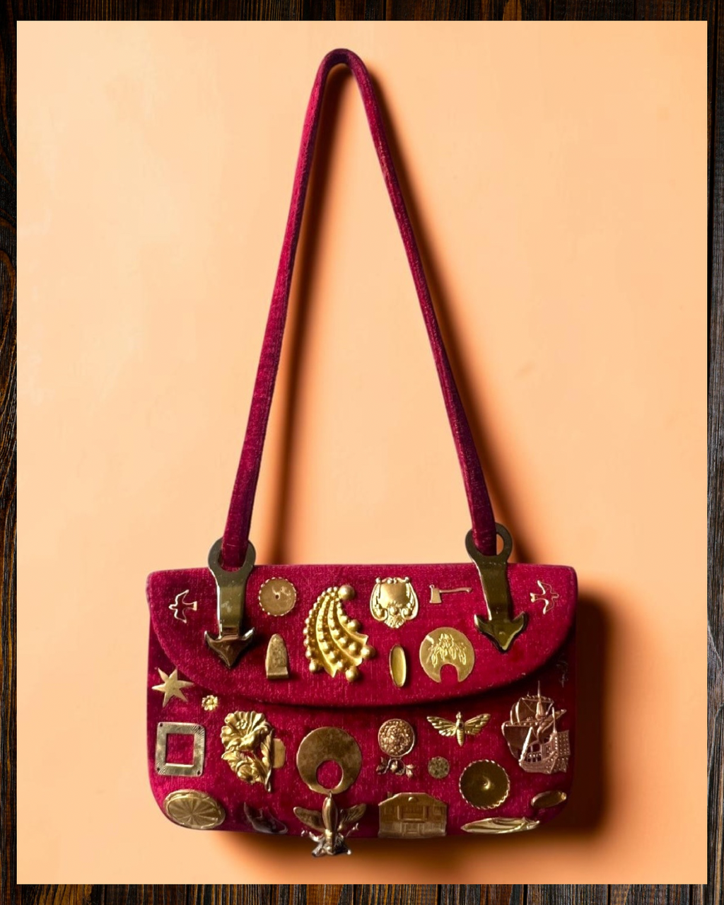 1960s Red Carpet Gathered Charm Bag