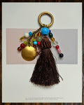 MIRTH Chocolate #2 beaded keychain and bag charm with tassel, glass and stone beads