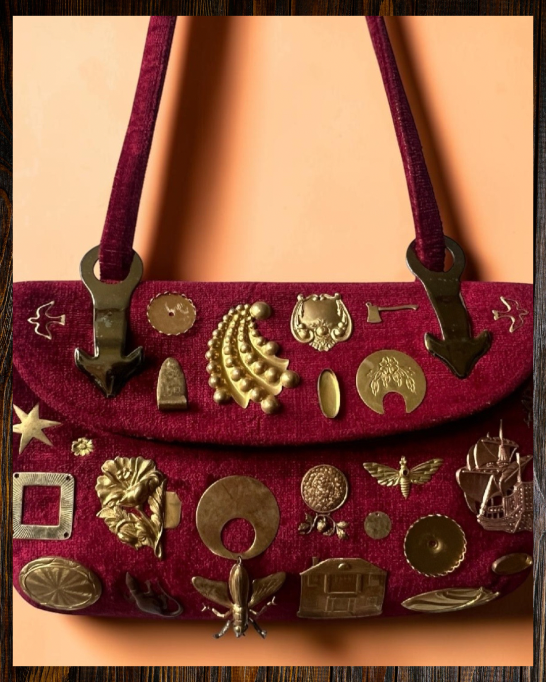 1960s Red Carpet Gathered Charm Bag