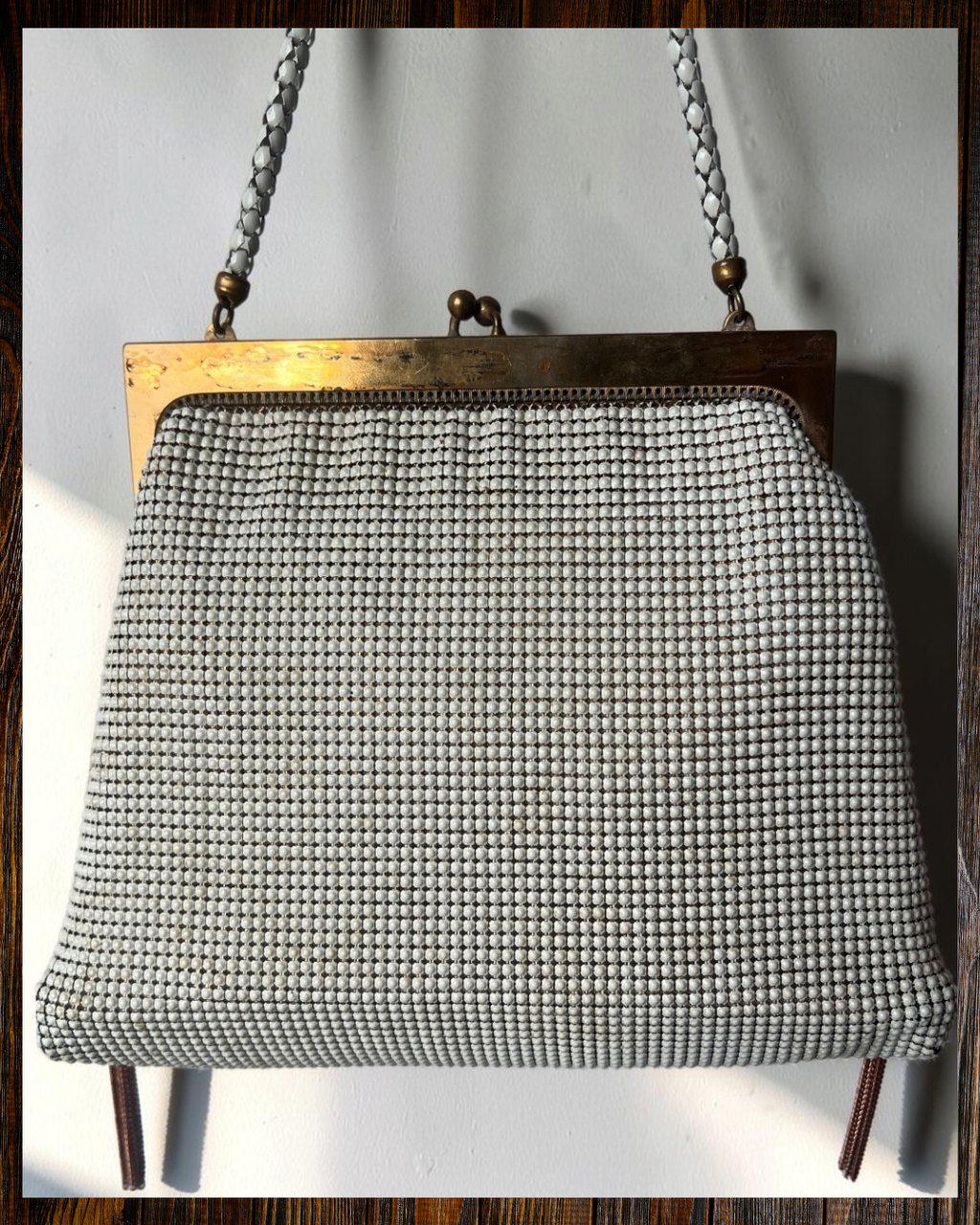 Ivory Mesh Tasseled Bag