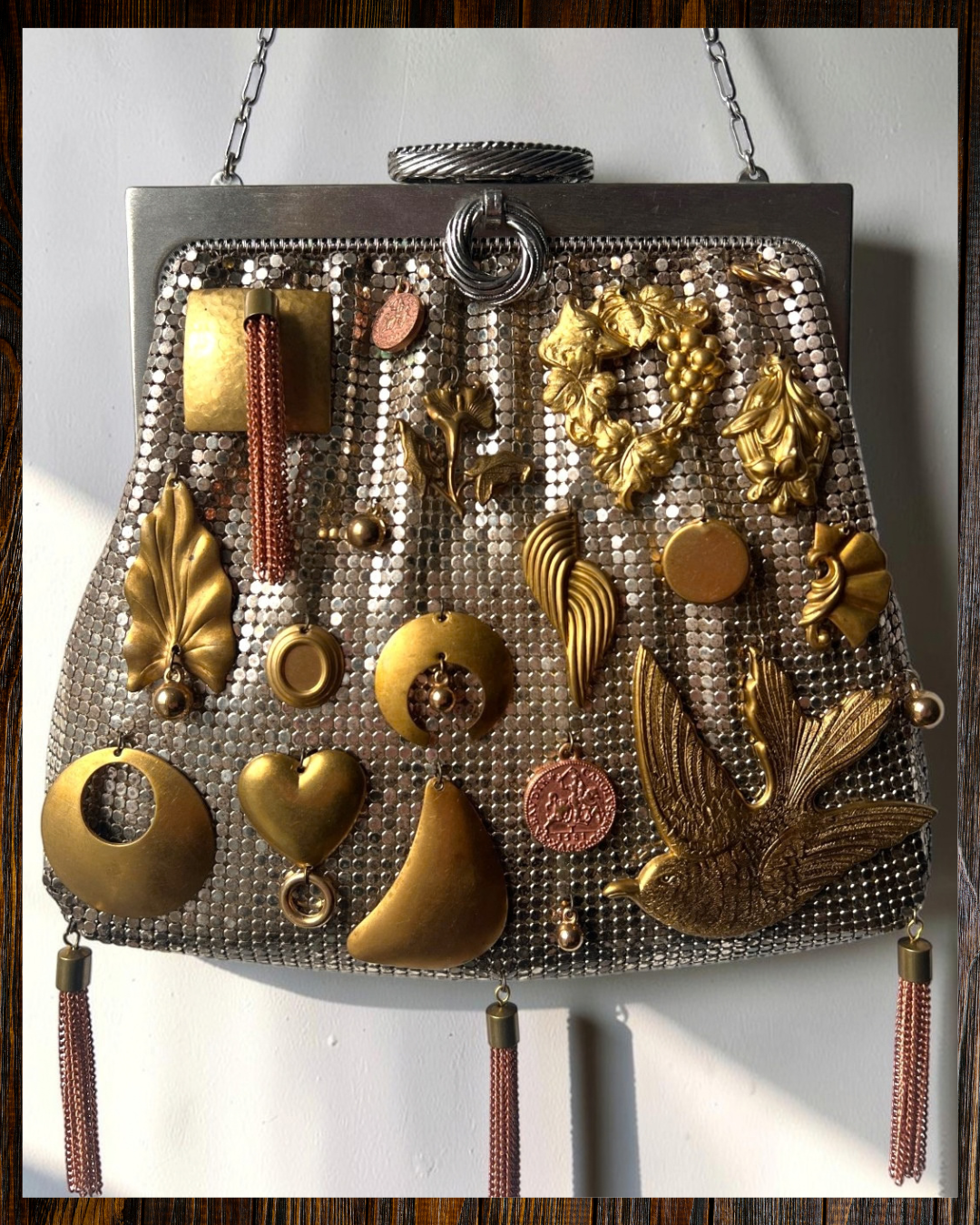 Silver Mesh Tasseled Bag