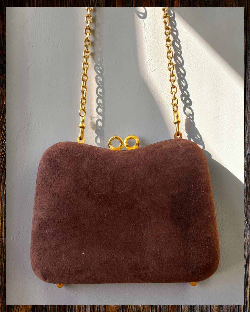 Brown Suede Mini Gathered Bag
