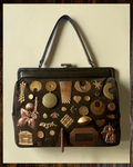 1950s Olive Suede Gathered Charm Bag