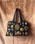 1940s Black Corde Gathered Charm Bag