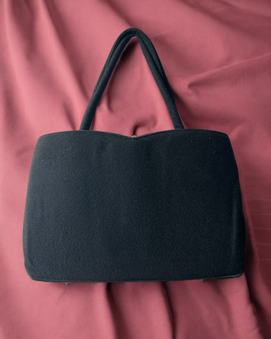 1940s Black Fabric Gathered Charm Bag