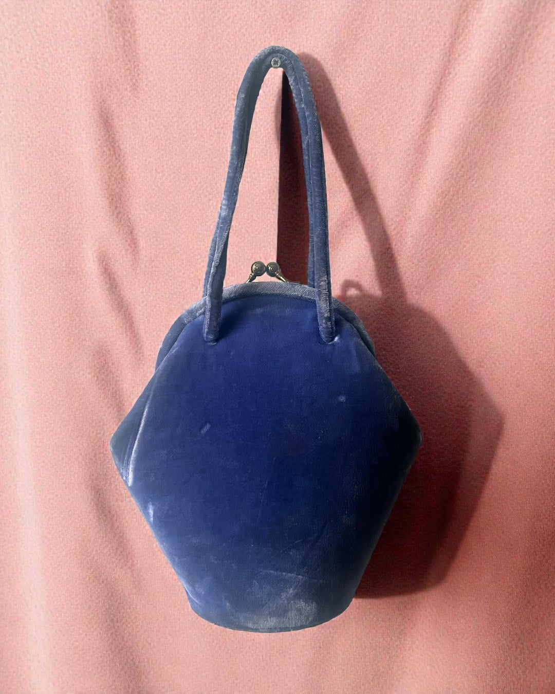 1940s Blue Velvet Gathered Charm Bag