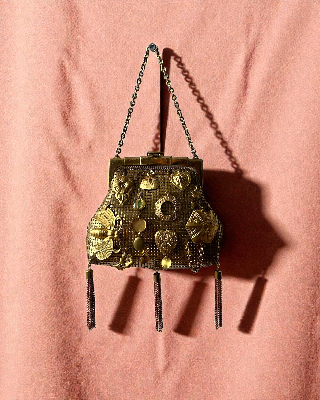 1930s Gold Mesh Gathered Charm Bag