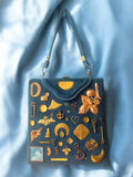 1950s Blue Suede Gathered Charm Bag