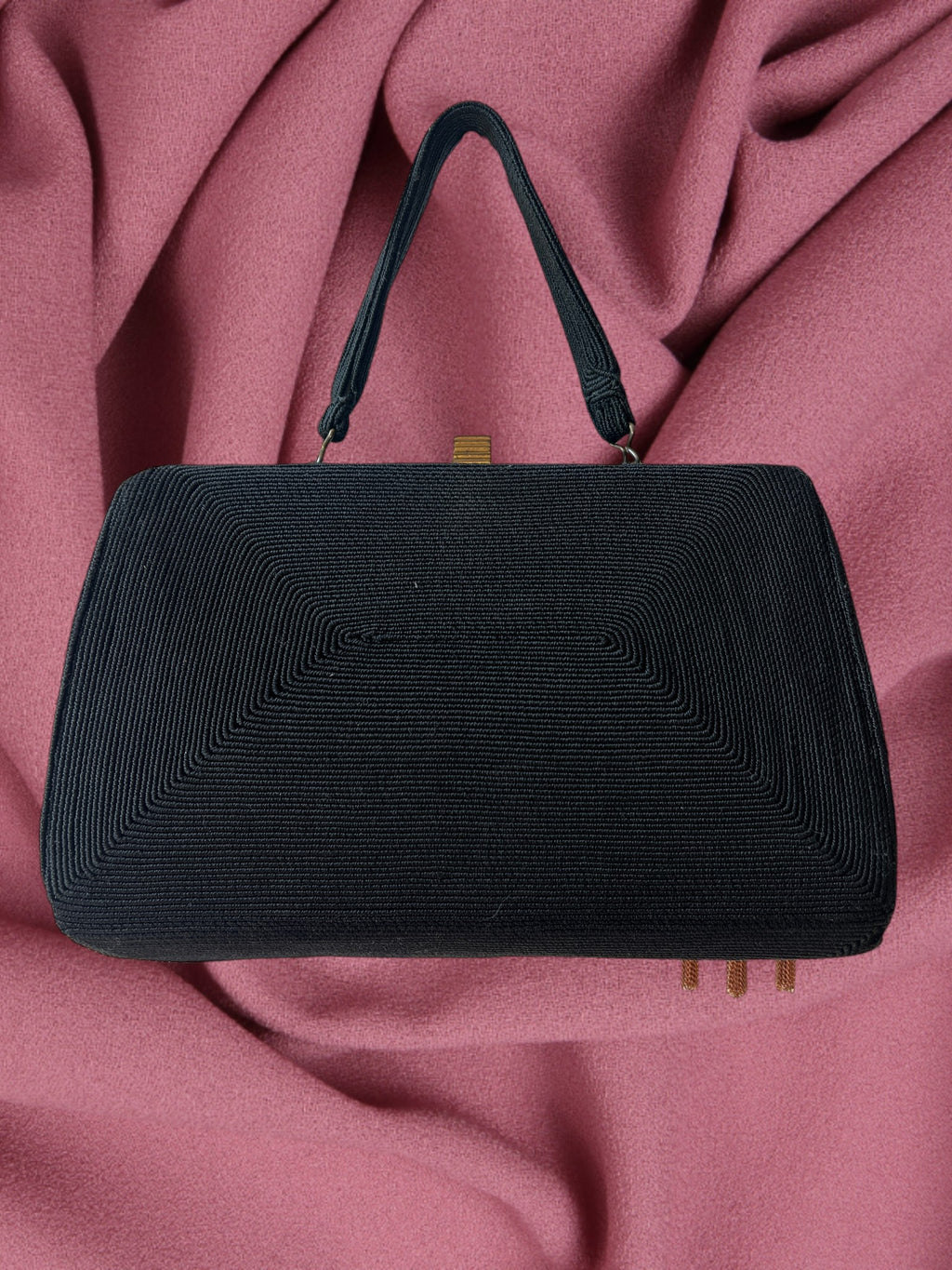 1940s Black Corde Gathered Charm Bag