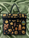 1950s Black Wool Large Gathered Charm Bag