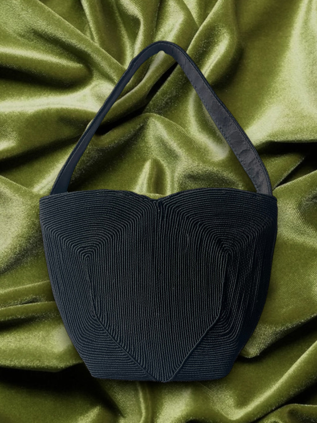 1940s Black Corde Mini Gathered Charm Bag