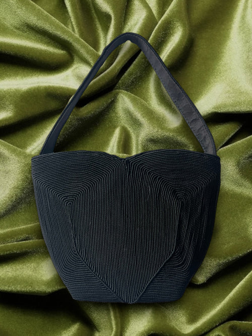 1940s Black Corde Mini Gathered Charm Bag