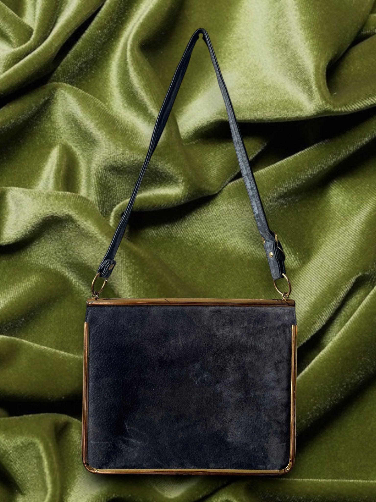 1960s Grey Suede Gathered Charm Bag