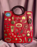 1960s Red Patent Vinyl XL Gathered Charm Bag