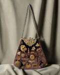 1960s Dark Brown Velvet Gathered Charm Bag