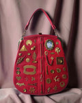 1960s Red Vegan Leather Gathered Charm Bag