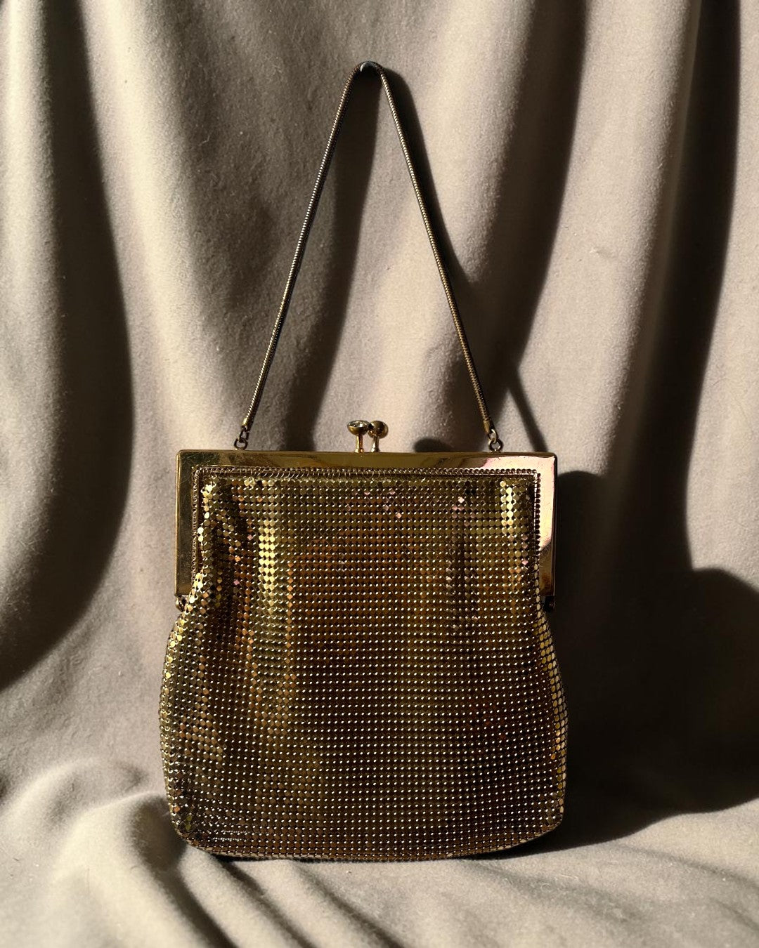 1950s Gold Mesh Gathered Charm Bag