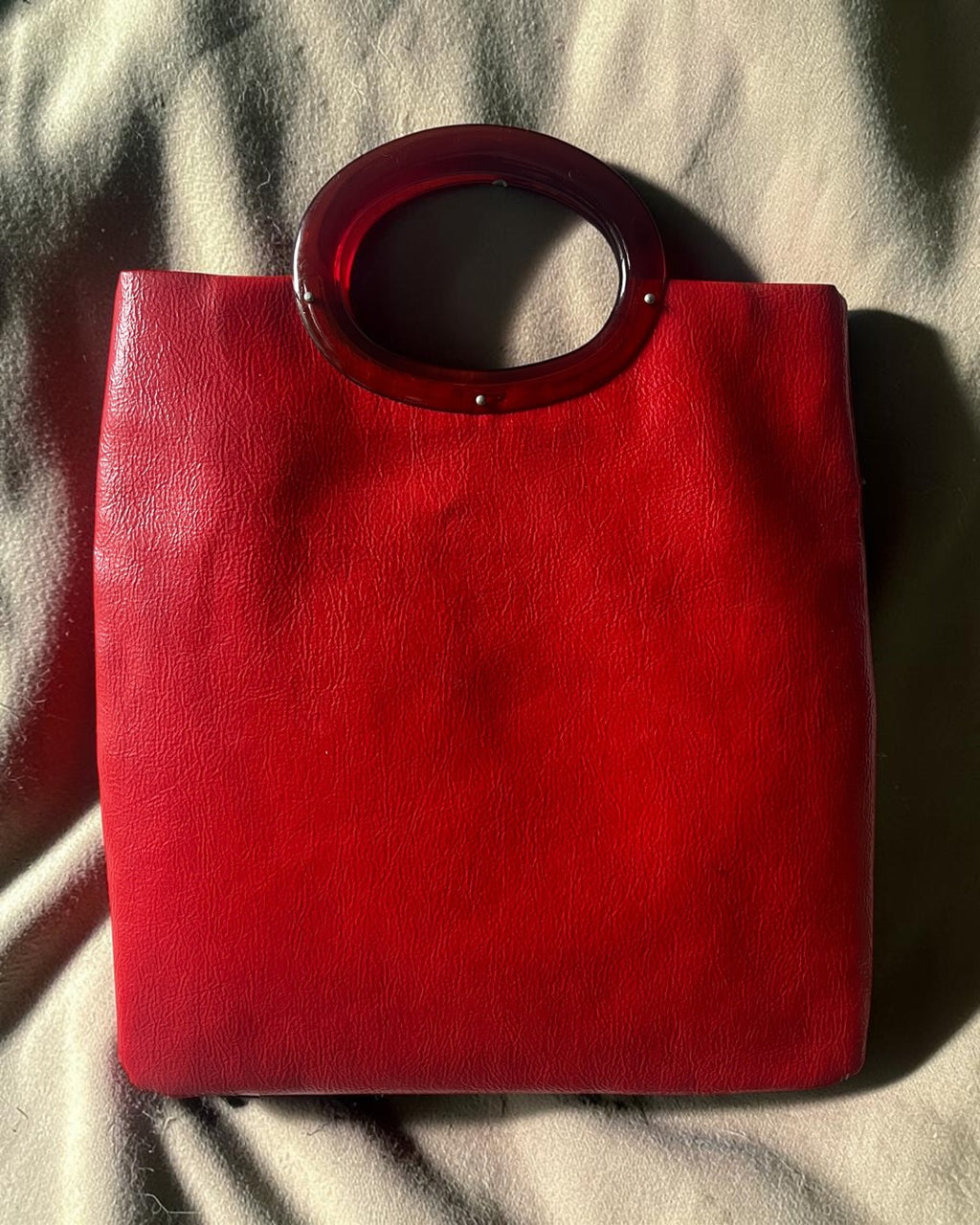 1960s Red Patent Vinyl XL Gathered Charm Bag