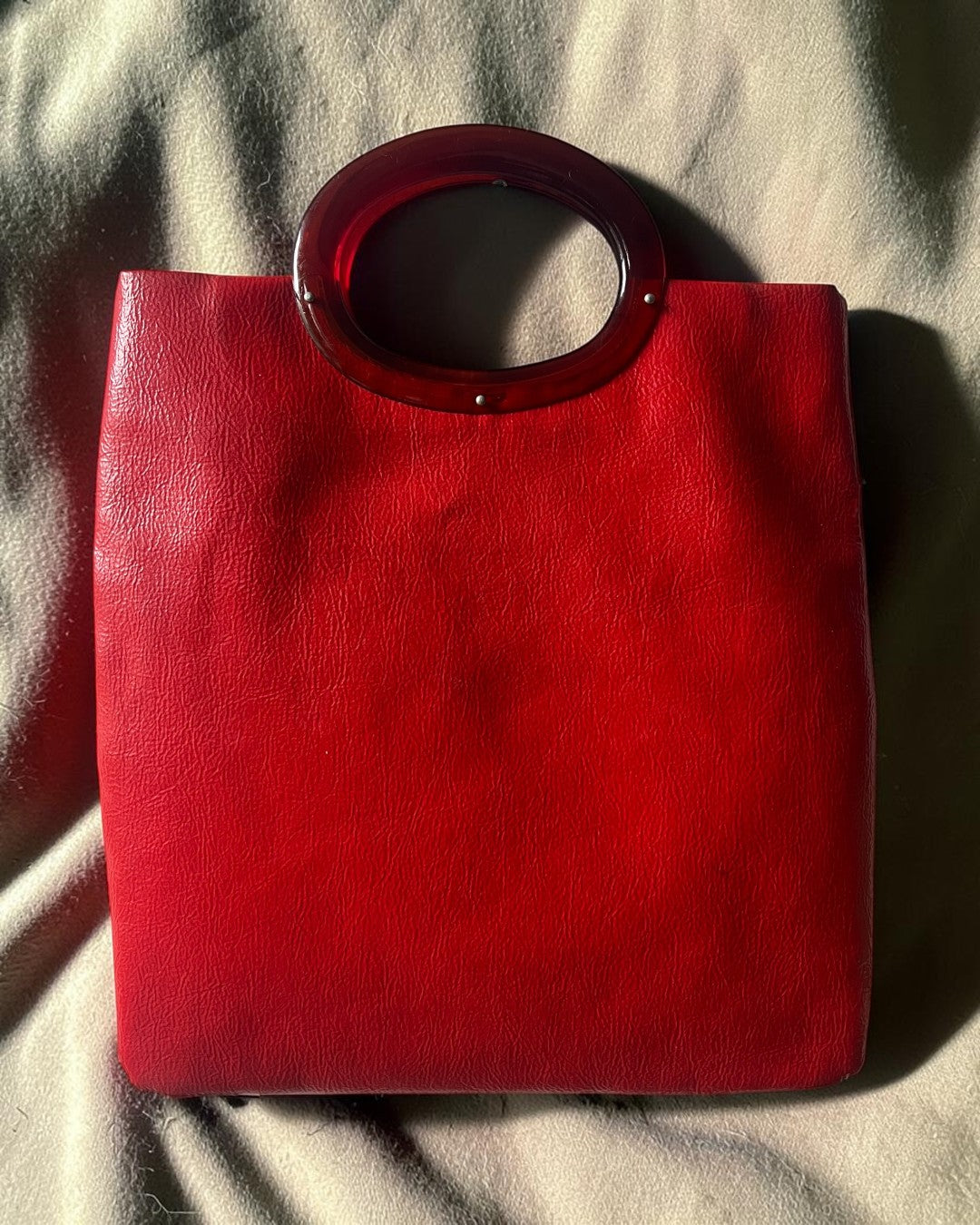 1960s Red Patent Vinyl XL Gathered Charm Bag