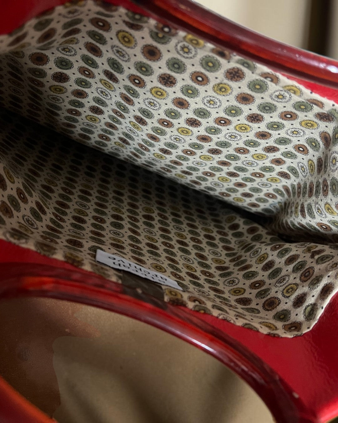 1960s Red Patent Vinyl XL Gathered Charm Bag