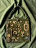1940s Green Velvet Gathered Charm Bag