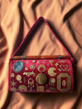 1950s Red Velvet Gathered Charm Bag