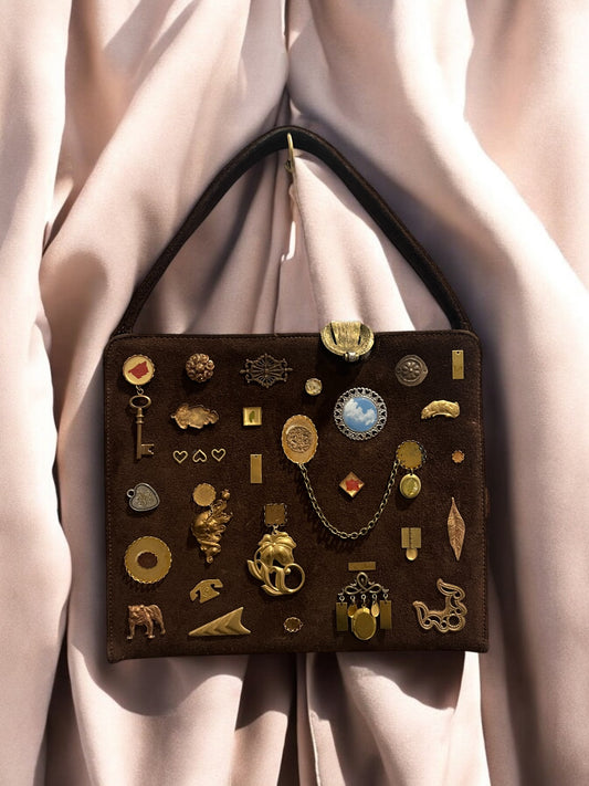 1960s Brown Suede ‘Gathered Charm’ Bag