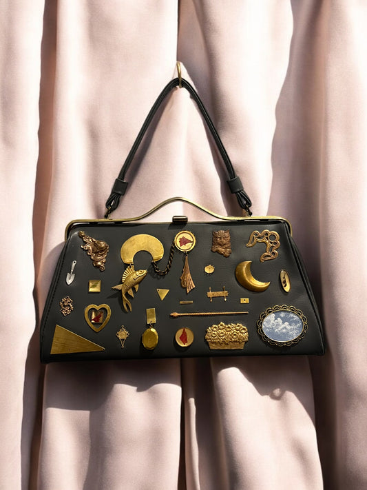 1960s Grey Vegan Leather ‘Gathered Charm’ Bag