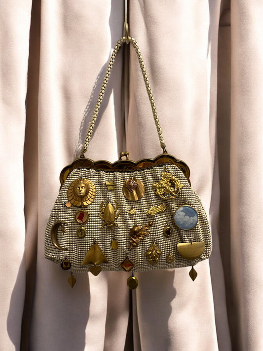 1940s White Mesh ‘Gathered Charm’ Bag