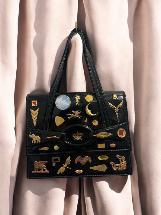 1960s Black Patent Leather ‘Gathered Charm’ Bag