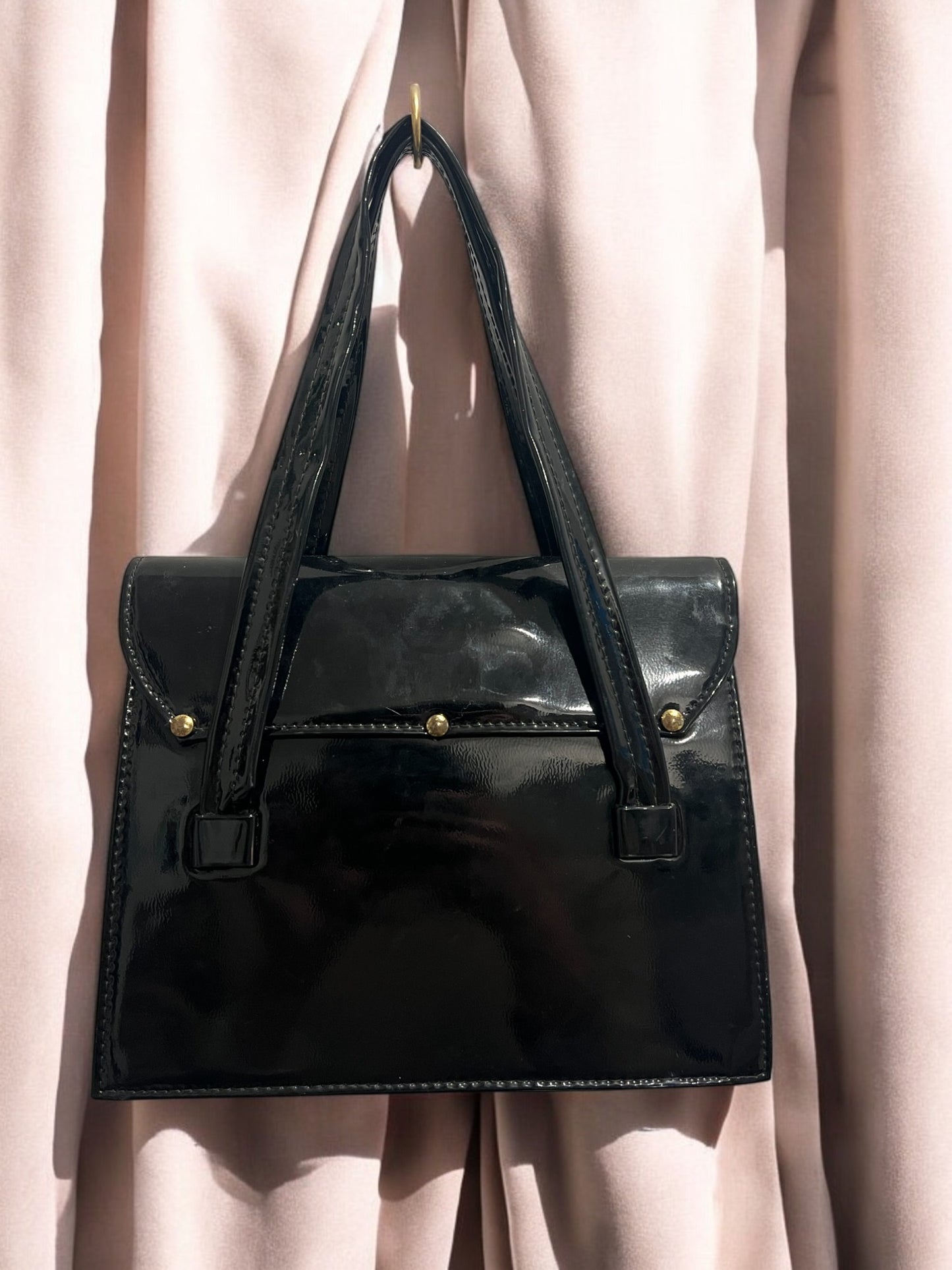 1960s Black Patent Leather ‘Gathered Charm’ Bag