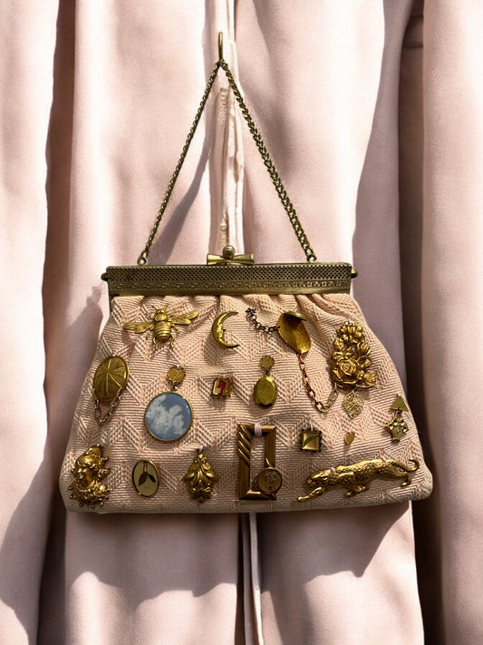 1950s Pink Fabric ‘Gathered Charm’ Bag