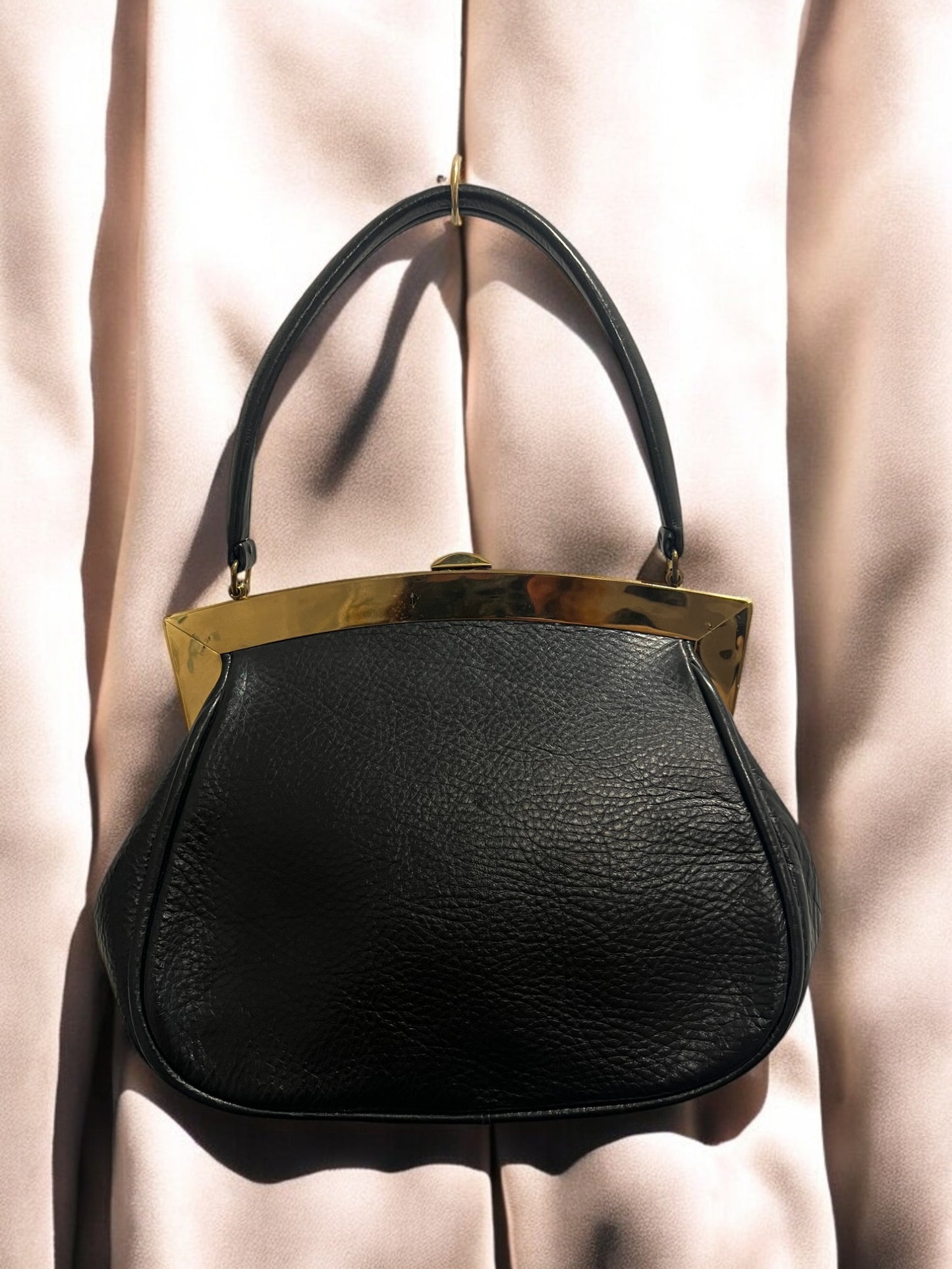 1960s Black Leather ‘Gathered Charm’ Bag