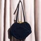 1940s Navy Pleat Fabric ‘Gathered Charm’ Bag