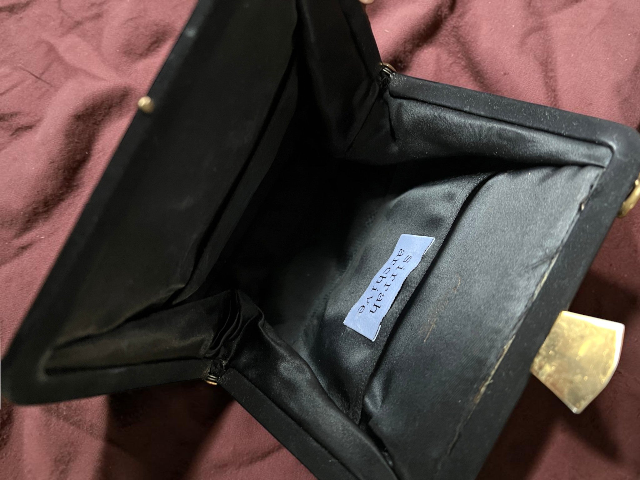 1960s Black Suede Gathered Charm Bag
