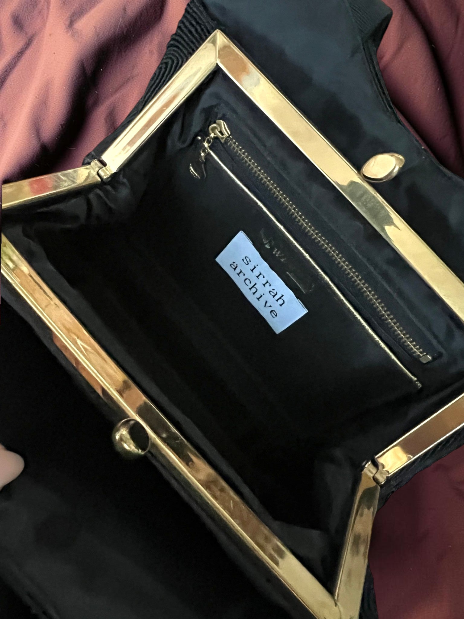 1940s Black Corde Gathered Charm Bag